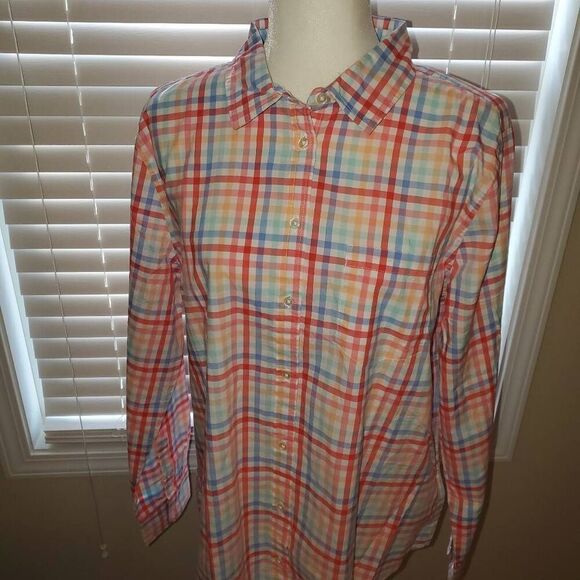 NWT Amazon Essentials Bright Plaid 100% Cotton Collared Shirt - Size XL - Picture 5 of 10